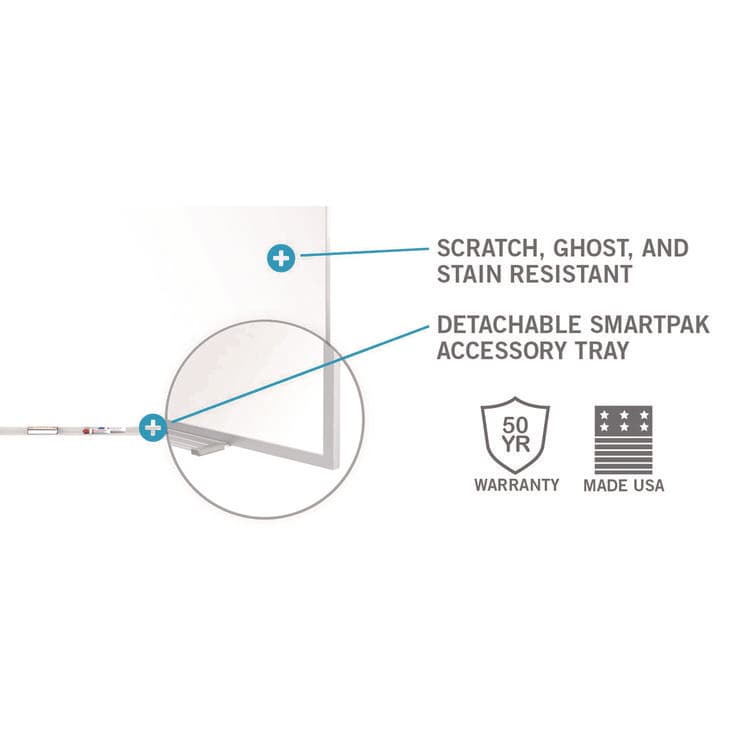 GHENT MANUFACTURING, Two-Piece M1 Porcelain Magnetic Whiteboard, 120.75" x 48.5", White Surface, Satin Aluminum Frame (GHEM141042P) thumbnail 3