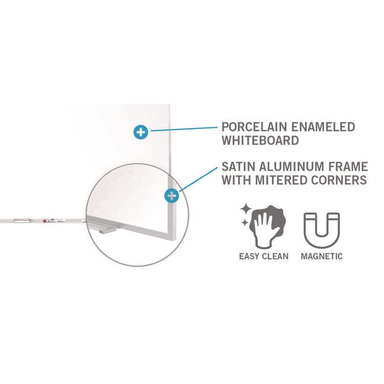 GHENT MANUFACTURING, Two-Piece M1 Porcelain Magnetic Whiteboard, 176" x 48.5", White Surface, Satin Aluminum Frame (GHEM141542P) thumbnail 2