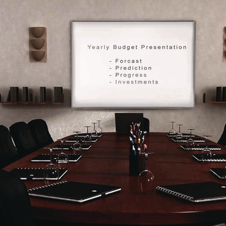 GHENT MANUFACTURING, Proma Projection Magnetic Porcelain Whiteboard, 87.91" x 48.5", White Surface, Satin Aluminum Frame (GHEPRM1474) thumbnail 4