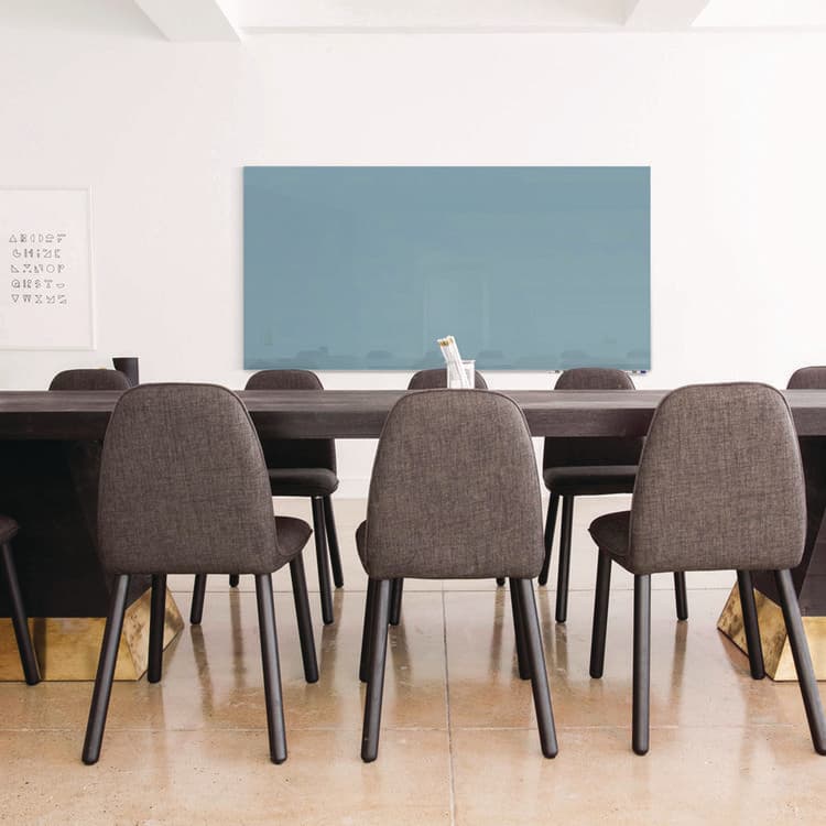 GHENT MANUFACTURING, Aria Low-Profile Frameless Magnetic Glassboard, 36" x 24", Denim Blue Surface (GHEARIASM23DM) thumbnail 3