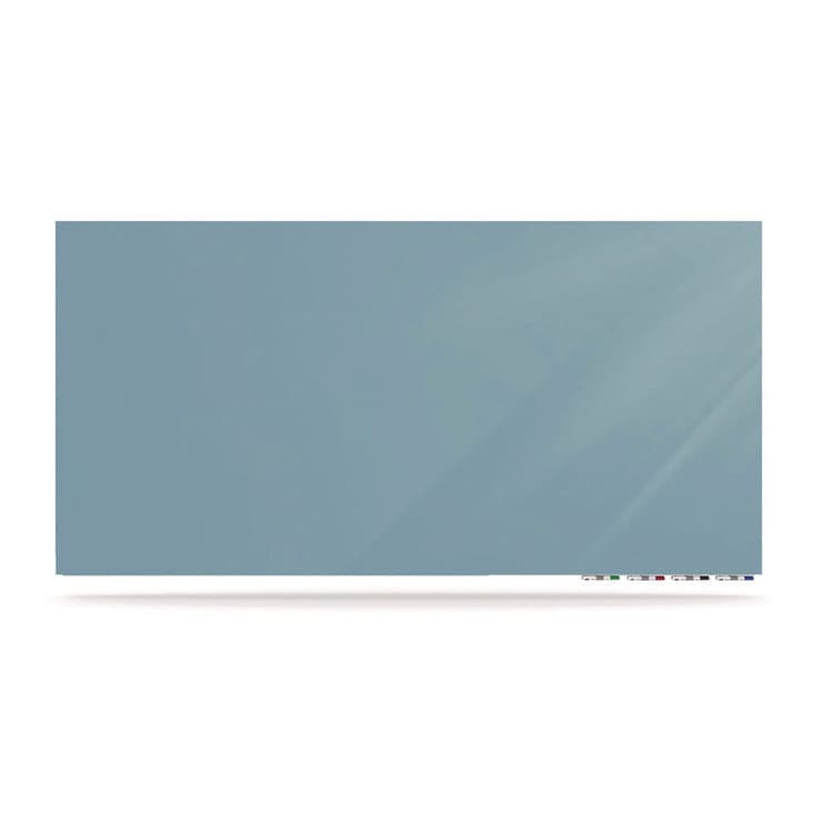 GHENT MANUFACTURING, Aria Low-Profile Frameless Magnetic Glassboard, 48" x 36", Denim Blue Surface (GHEARIASM34DM)