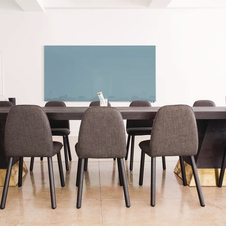 GHENT MANUFACTURING, Aria Low-Profile Frameless Magnetic Glassboard, 72" x 48", Denim Blue Surface (GHEARIASM46DM) thumbnail 3