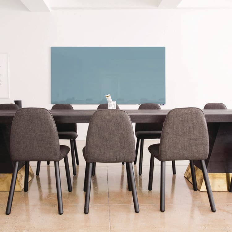 GHENT MANUFACTURING, Aria Low-Profile Frameless Magnetic Glassboard, 96" x 48", Denim Blue Surface (GHEARIASM48DM) thumbnail 3