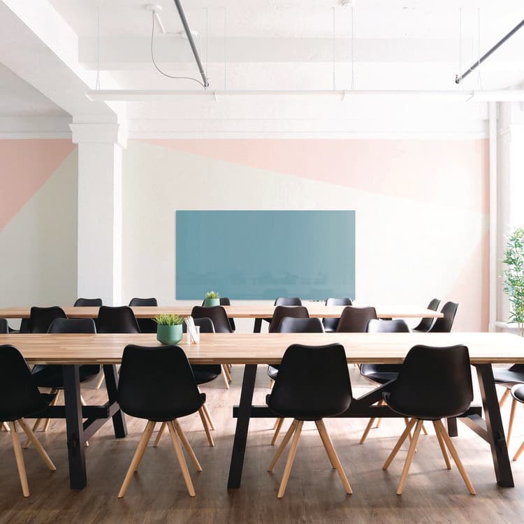 GHENT MANUFACTURING, Aria Low-Profile Frameless Magnetic Glassboard, 36" x 24", Denim Blue Surface (GHEARIASM23DM) thumbnail 4