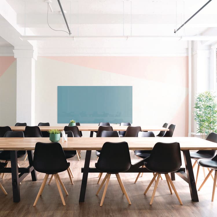 GHENT MANUFACTURING, Aria Low-Profile Frameless Magnetic Glassboard, 72" x 48", Denim Blue Surface (GHEARIASM46DM) thumbnail 4