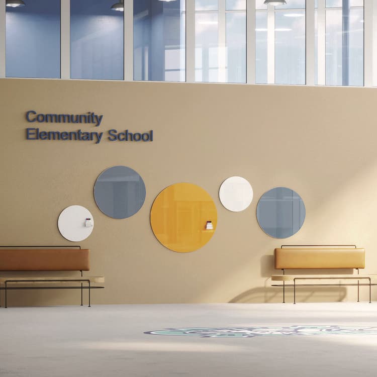 GHENT MANUFACTURING, Coda Low Profile Circular Magnetic Glassboard, 48 x 48, Denim Surface (GHECDAGM48DM) thumbnail 2