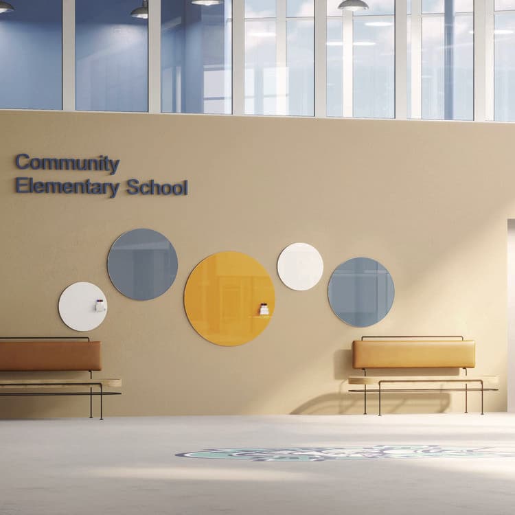 GHENT MANUFACTURING, Coda Low Profile Circular Magnetic Glassboard, 36 x 36, Denim Surface (GHECDAGM36DM) thumbnail 2