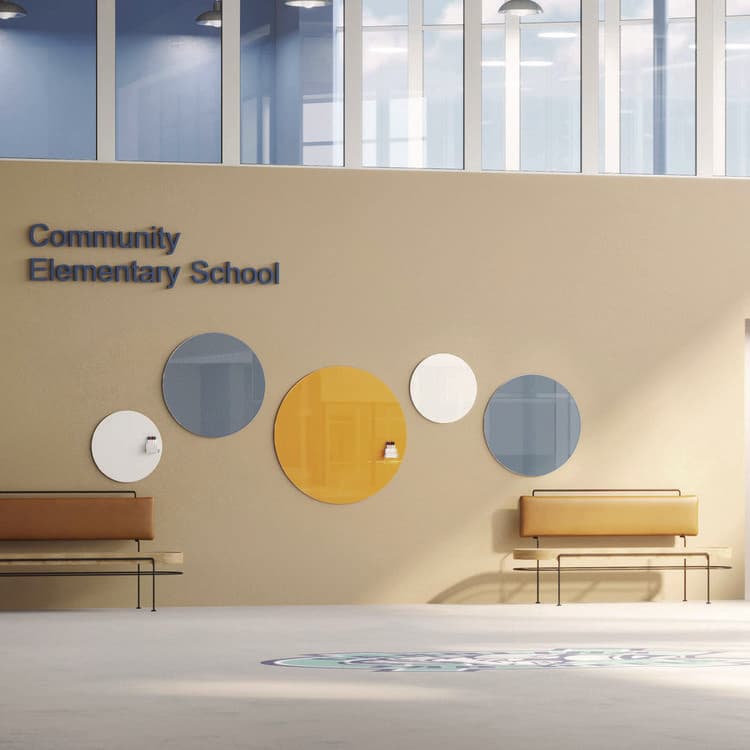 GHENT MANUFACTURING, Coda Low Profile Circular Magnetic Glassboard, 24 x 24, Denim Surface (GHECDAGM24DM) thumbnail 2