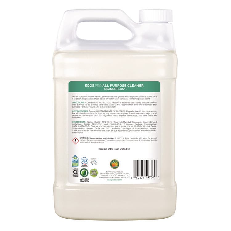 EARTH FRIENDLY PRODUCTS Orange Plus All-Purpose Cleaner and Degreaser, Citrus Scent, 1 gal Bottle, 4/Carton (EOPPL970604CT) thumbnail 3
