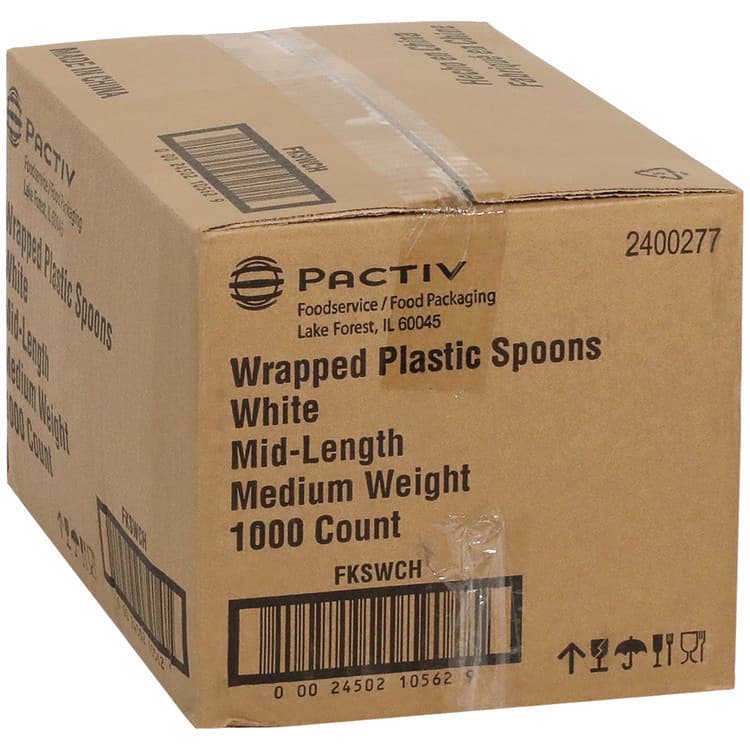 PACTIV EVERGREEN CORPORATION Fieldware Cutlery, Individually Wrapped, Mediumweight Spoon, Plastic, White, 1,000/Carton (PCTFKSWCH) thumbnail 3