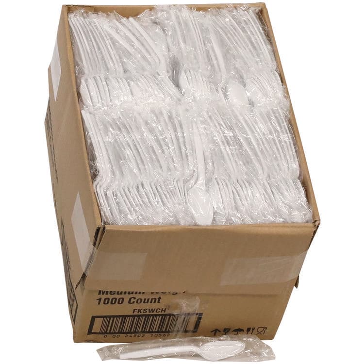 PACTIV EVERGREEN CORPORATION Fieldware Cutlery, Individually Wrapped, Mediumweight Spoon, Plastic, White, 1,000/Carton (PCTFKSWCH)