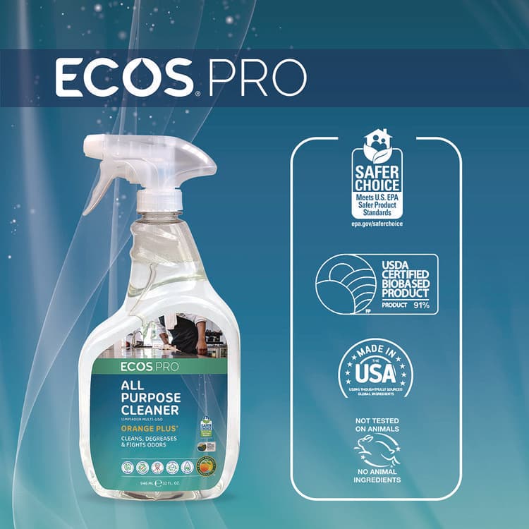 EARTH FRIENDLY PRODUCTS Orange Plus All-Purpose Cleaner and Degreaser, Citrus Scent, 32 oz Spray Bottle, 6/Carton (EOPPL97066CT) thumbnail 4