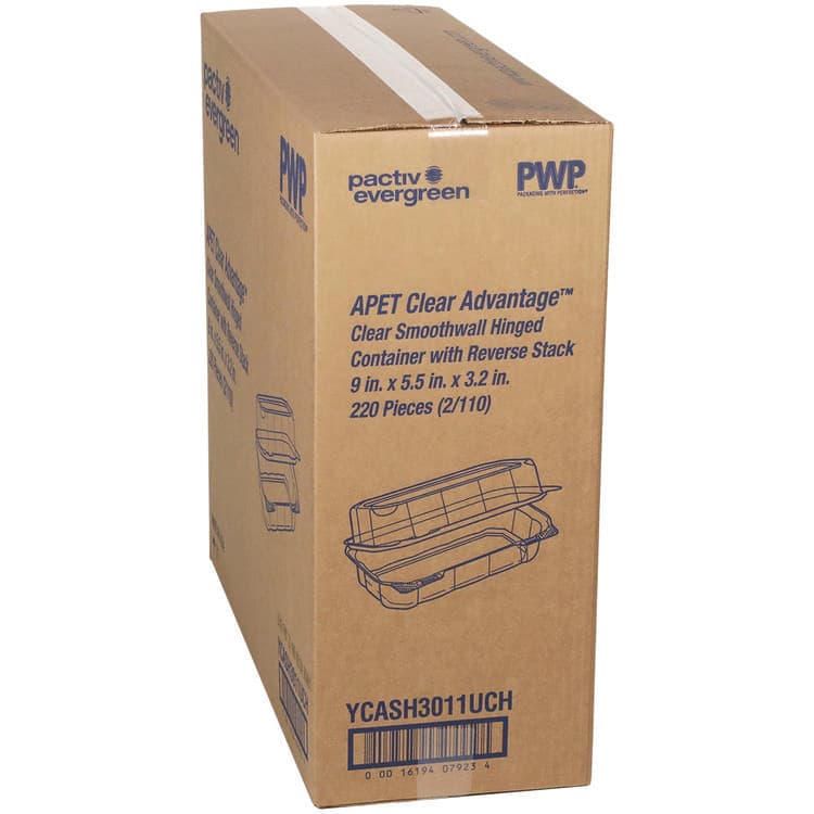PACTIV EVERGREEN CORPORATION Hoagie Hinged Lid Container, 9 x 5.5 x 3.2, Clear, Plastic, 220/Carton (PCTYCASH3011UCH) thumbnail 2