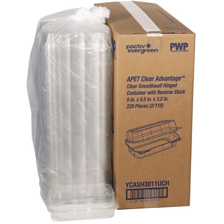 PACTIV EVERGREEN CORPORATION Hoagie Hinged Lid Container, 9 x 5.5 x 3.2, Clear, Plastic, 220/Carton (PCTYCASH3011UCH)