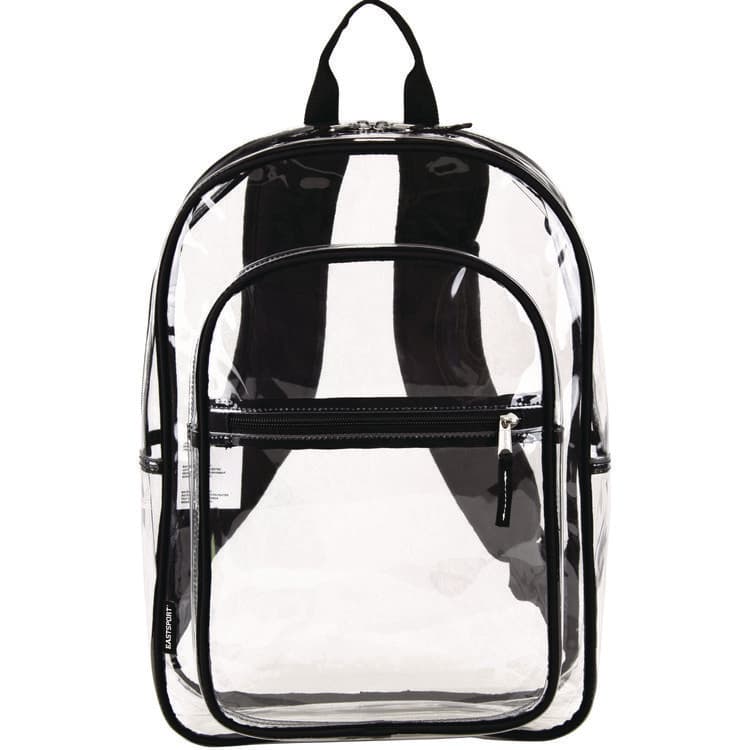 EASTSPORT, . Clear with Color Trim Backpack, 11.5" x 5" x 16.5", Clear/Black (EST190991EDBLK)