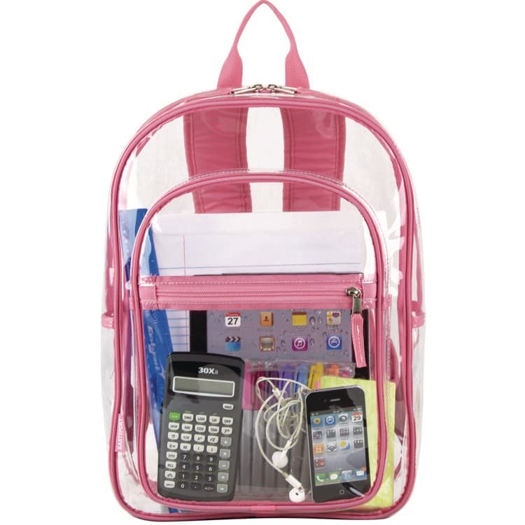 EASTSPORT, . Clear with Color Trim Backpack, 11.5" x 5" x 16.5", Clear/Pink (EST190991EDPLM) thumbnail 4