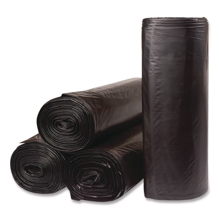 TRINITY PLASTICS . Low-Density Can Liners, 33 gal, 1.25 mil, 33" x 39", Black, Flat Pack, 250/Carton (TRNML3339)