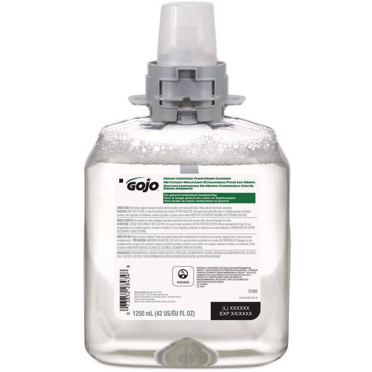 GO-JO INDUSTRIES Green Certified Foam Hand Cleaner Refill, Unscented, 1,250 mL, 4/Carton (GOJ516504CT) thumbnail 2