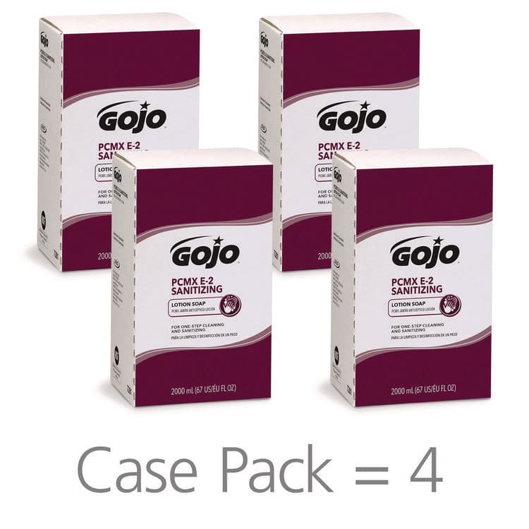 GO-JO INDUSTRIES E2 Sanitizing Lotion Soap with PCMX Refill, For Pro TDX Dispenser, Fragrance-Free, 2,000 mL, 4/Carton (GOJ728104CT)