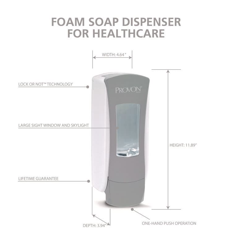 GO-JO INDUSTRIES ADX-12 Dispenser, 1,250 mL, 4.64 x 3.94 x 11.89, Gray/White, 6/Carton (GOJ887106CT) thumbnail 4