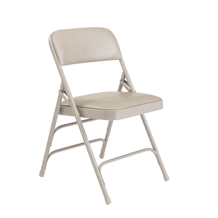 NATIONAL PUBLIC SEATING 1300 Series Premium Vinyl Upholstered Triple Brace Double Hinge Folding Chair, Supports 500 lb, Gray Seat/Back/Base, 4/Carton (NPS1302) thumbnail 2