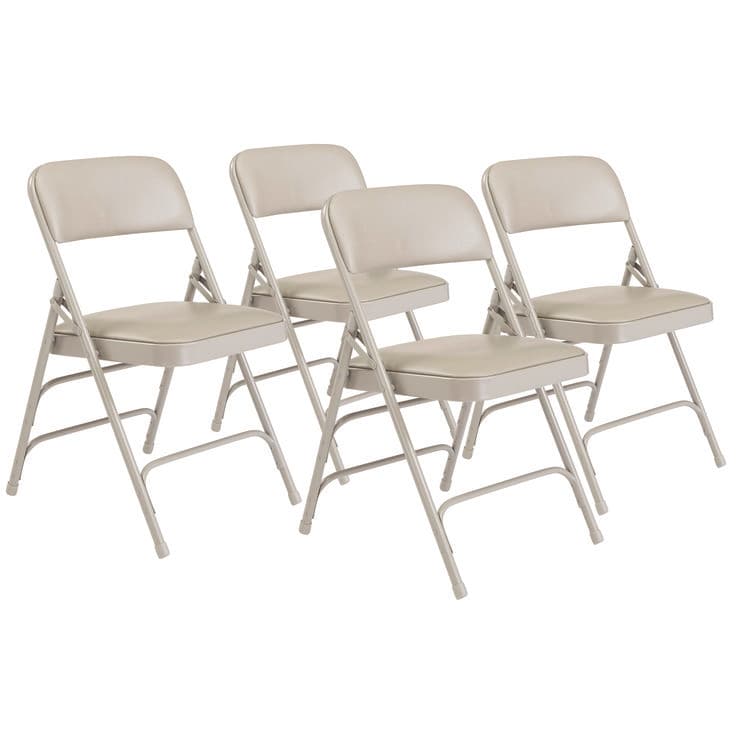NATIONAL PUBLIC SEATING 1300 Series Premium Vinyl Upholstered Triple Brace Double Hinge Folding Chair, Supports 500 lb, Gray Seat/Back/Base, 4/Carton (NPS1302)