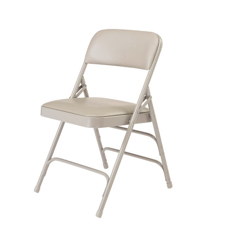 NATIONAL PUBLIC SEATING 1300 Series Premium Vinyl Upholstered Triple Brace Double Hinge Folding Chair, Supports 500 lb, Gray Seat/Back/Base, 4/Carton (NPS1302) thumbnail 3