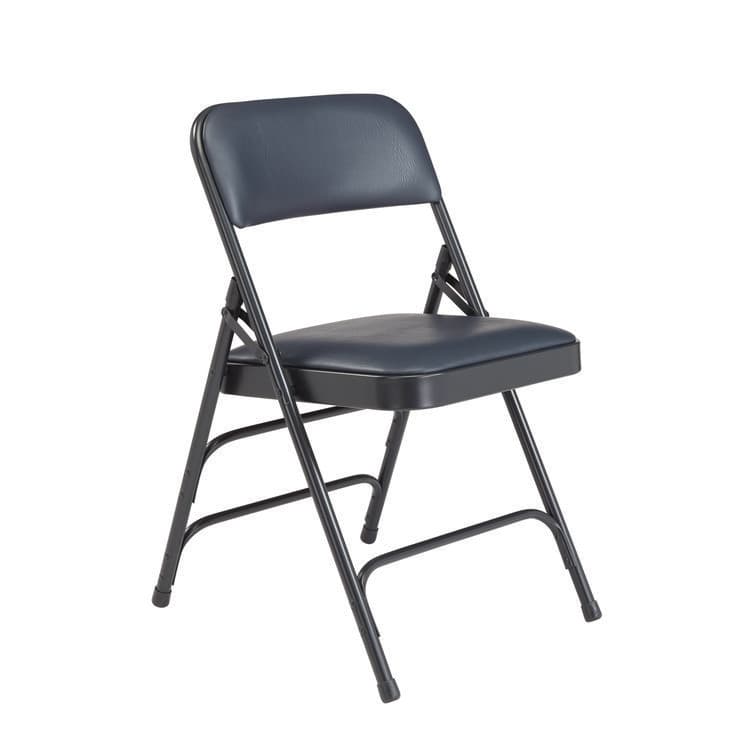 NATIONAL PUBLIC SEATING 1300 Series Premium Vinyl Upholstered Triple Brace Double Hinge Folding Chair, Supports 500 lb, Blue Seat/Back/Base, 4/Carton (NPS1304) thumbnail 2