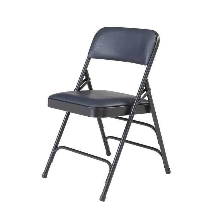 NATIONAL PUBLIC SEATING 1300 Series Premium Vinyl Upholstered Triple Brace Double Hinge Folding Chair, Supports 500 lb, Blue Seat/Back/Base, 4/Carton (NPS1304) thumbnail 3