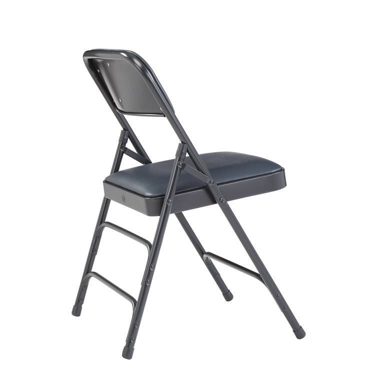 NATIONAL PUBLIC SEATING 1300 Series Premium Vinyl Upholstered Triple Brace Double Hinge Folding Chair, Supports 500 lb, Blue Seat/Back/Base, 4/Carton (NPS1304) thumbnail 4
