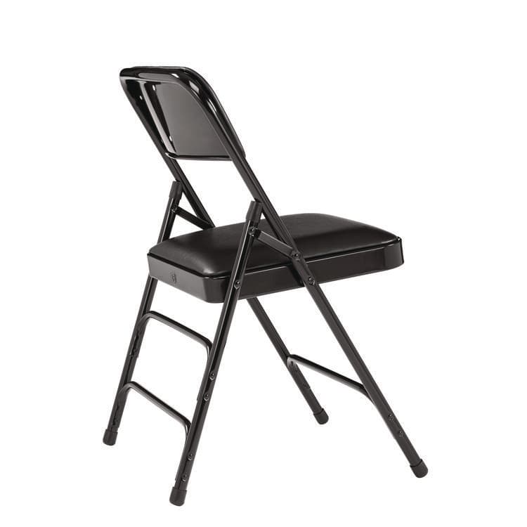 NATIONAL PUBLIC SEATING 1300 Series Premium Vinyl Upholstered Triple Brace Double Hinge Folding Chair, Supports 500 lb, Black Seat/Back/Base, 4/CT (NPS1310) thumbnail 4