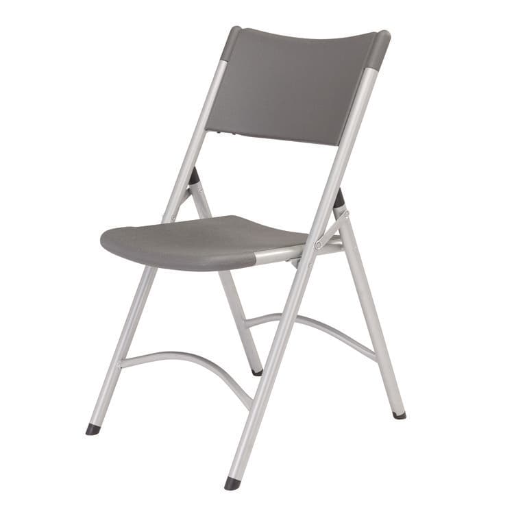 NATIONAL PUBLIC SEATING 600 Series Heavy Duty Plastic Folding Chair, Supports Up to 500 lb, 18" Seat Height, Gray Seat/Back, Silver Base, 4/Carton (NPS620) thumbnail 3