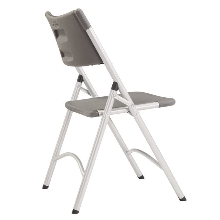 NATIONAL PUBLIC SEATING 600 Series Heavy Duty Plastic Folding Chair, Supports Up to 500 lb, 18" Seat Height, Gray Seat/Back, Silver Base, 4/Carton (NPS620) thumbnail 4