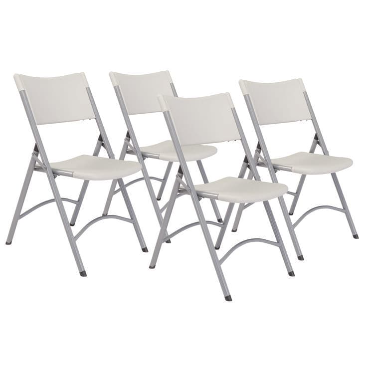 NATIONAL PUBLIC SEATING 600 Series Heavy Duty Plastic Folding Chair, Supports Up to 500 lb, 18" Seat Height, Gray Seat/Back/Base, 4/Carton (NPS602)