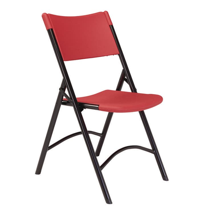NATIONAL PUBLIC SEATING 600 Series Heavy Duty Plastic Folding Chair, Supports Up to 500 lb, 18" Seat Height, Red Seat/Back, Black Base, 4/Carton (NPS640) thumbnail 2