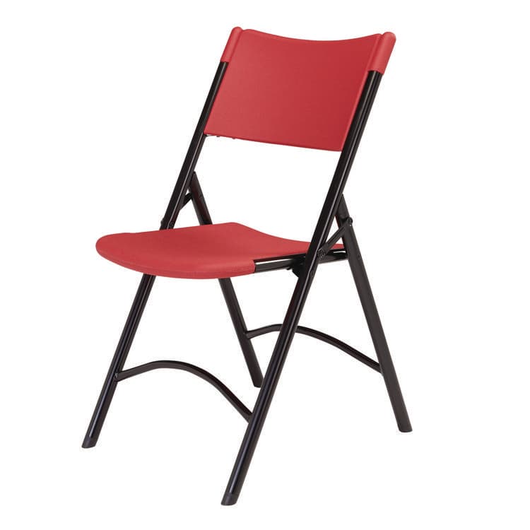 NATIONAL PUBLIC SEATING 600 Series Heavy Duty Plastic Folding Chair, Supports Up to 500 lb, 18" Seat Height, Red Seat/Back, Black Base, 4/Carton (NPS640) thumbnail 3