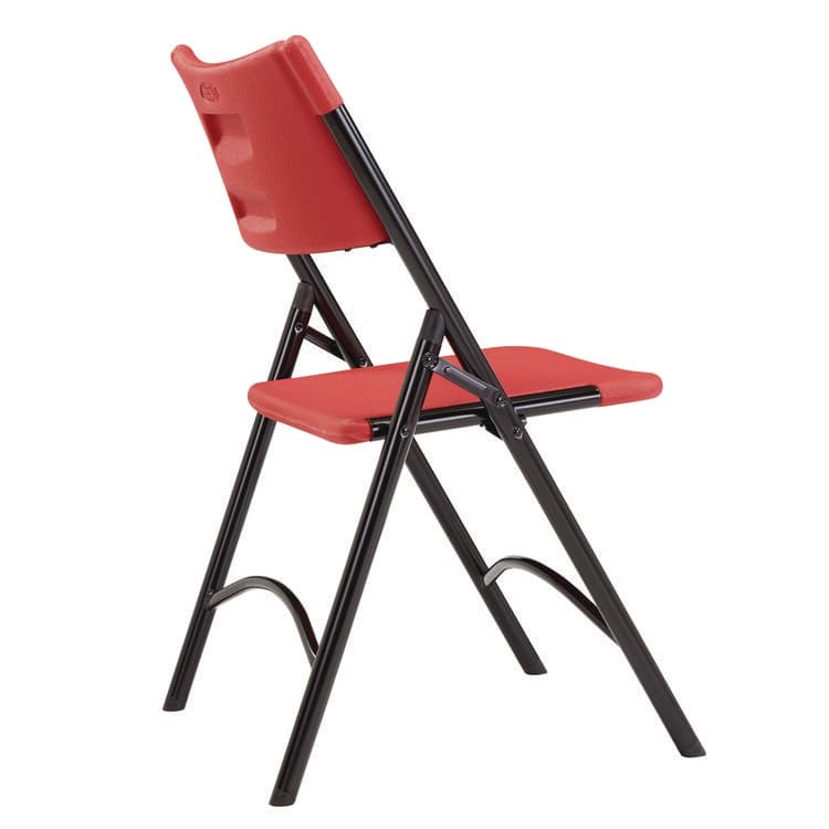 NATIONAL PUBLIC SEATING 600 Series Heavy Duty Plastic Folding Chair, Supports Up to 500 lb, 18" Seat Height, Red Seat/Back, Black Base, 4/Carton (NPS640) thumbnail 4