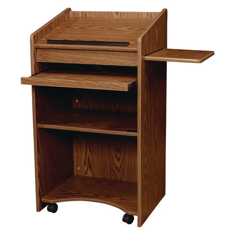 NATIONAL PUBLIC SEATING Aristocrat Non-Sound Lectern, 25 x 20 x 46, Oak (NPS600MO)