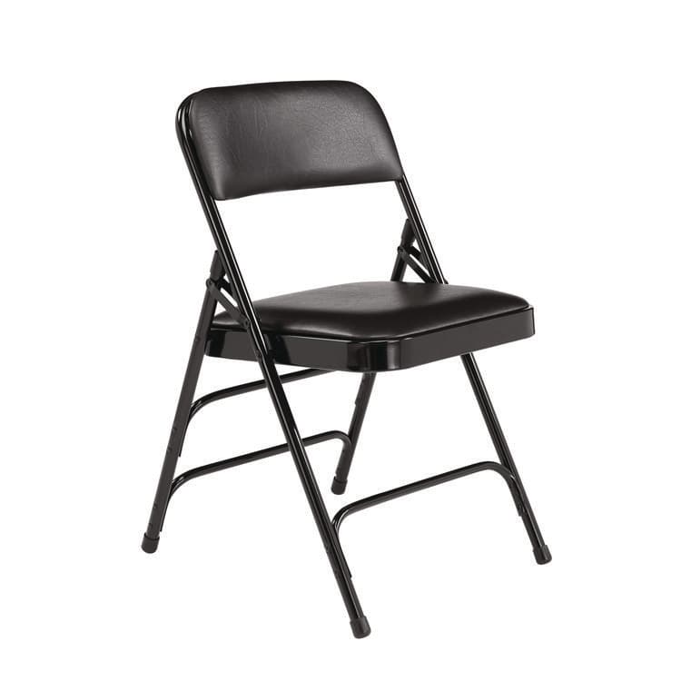 NATIONAL PUBLIC SEATING 1300 Series Premium Vinyl Upholstered Triple Brace Double Hinge Folding Chair, Supports 500 lb, Black Seat/Back/Base, 4/CT (NPS1310) thumbnail 2