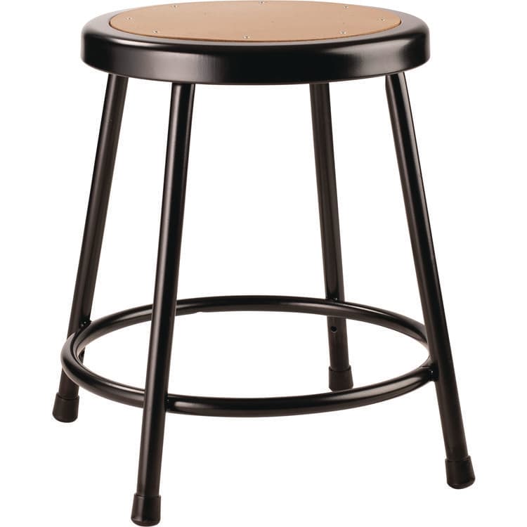 NATIONAL PUBLIC SEATING 6200 Series Heavy Duty Steel Stool, Backless, Supports Up to 500 lb, 18" Seat Height, Brown Seat, Black Base (NPS621810)
