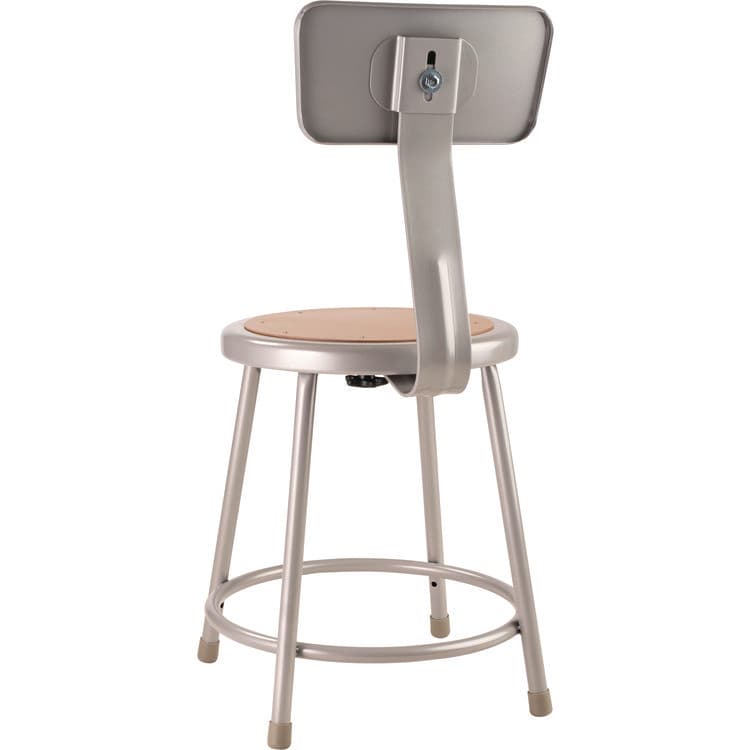 NATIONAL PUBLIC SEATING 6200 Series Heavy Duty Steel Stool With Backrest, Supports Up to 500 lb, 18" Seat Height, Brown Seat, Gray Back/Base (NPS6218B) thumbnail 3