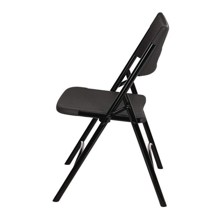 NATIONAL PUBLIC SEATING 600 Series Heavy Duty Plastic Folding Chair, Supports Up to 500 lb, 18" Seat Height, Black Seat/Back/Base, 4/Carton (NPS610) thumbnail 3