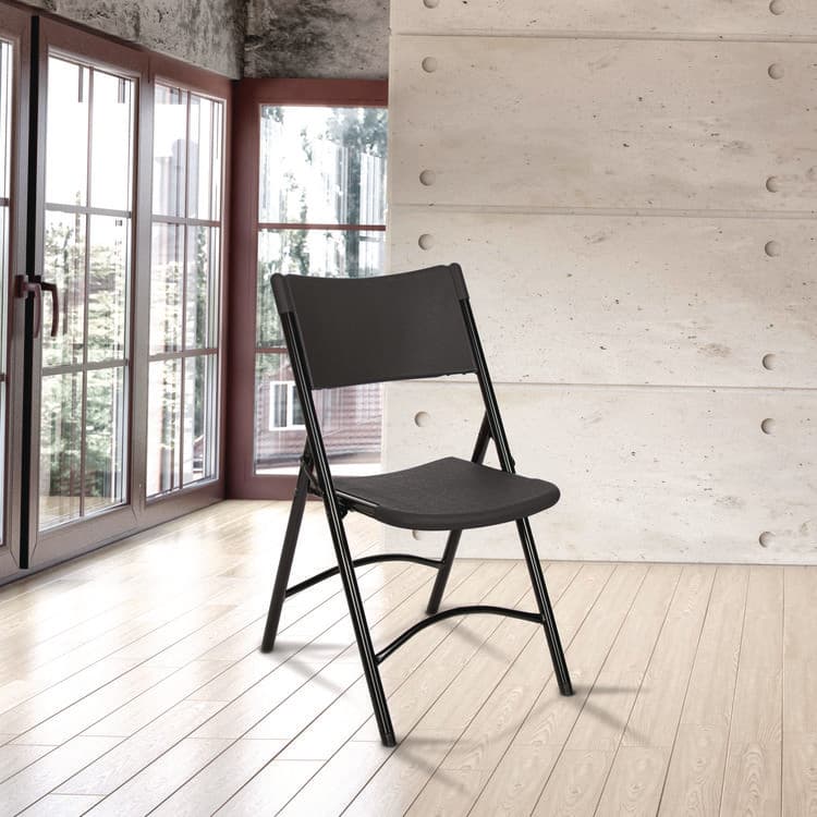 NATIONAL PUBLIC SEATING 600 Series Heavy Duty Plastic Folding Chair, Supports Up to 500 lb, 18" Seat Height, Black Seat/Back/Base, 4/Carton (NPS610) thumbnail 4