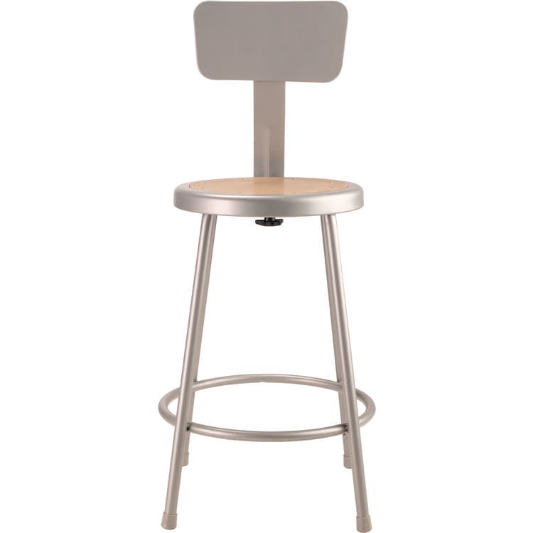 NATIONAL PUBLIC SEATING 6200 Series Heavy Duty Steel Stool With Backrest, Supports Up to 500 lb, 24" Seat Height, Brown Seat, Gray Back/Base (NPS6224B) thumbnail 2