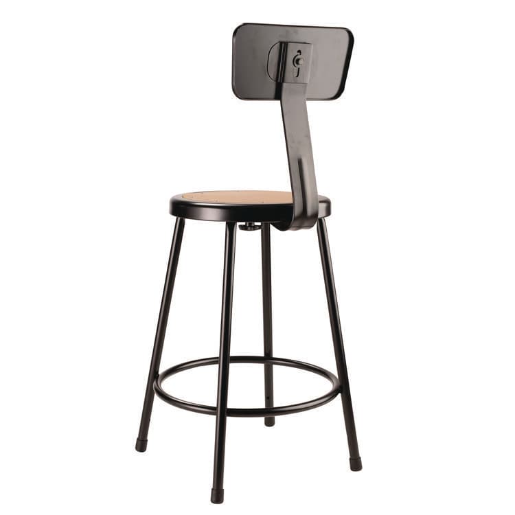 NATIONAL PUBLIC SEATING 6200 Series Heavy Duty Steel Stool With Backrest, Supports Up to 500 lb, 24" Seat Height, Brown Seat, Black Back/Base (NPS6224B10) thumbnail 4