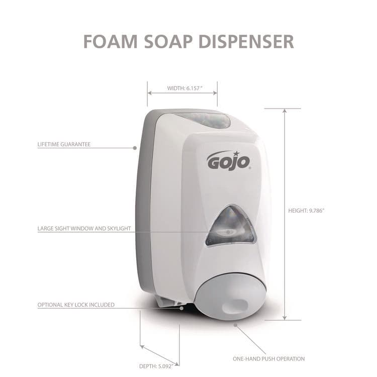 GO-JO INDUSTRIES FMX-12 Soap Dispenser, 1,250 mL, 6.12 x 5.13 x 10.5, Gray/White (GOJ515006) thumbnail 3