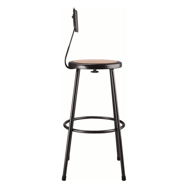 NATIONAL PUBLIC SEATING 6200 Series Heavy Duty Steel Stool With Backrest, Supports Up to 500 lb, 30" Seat Height, Brown Seat, Black Back/Base (NPS6230B10) thumbnail 3