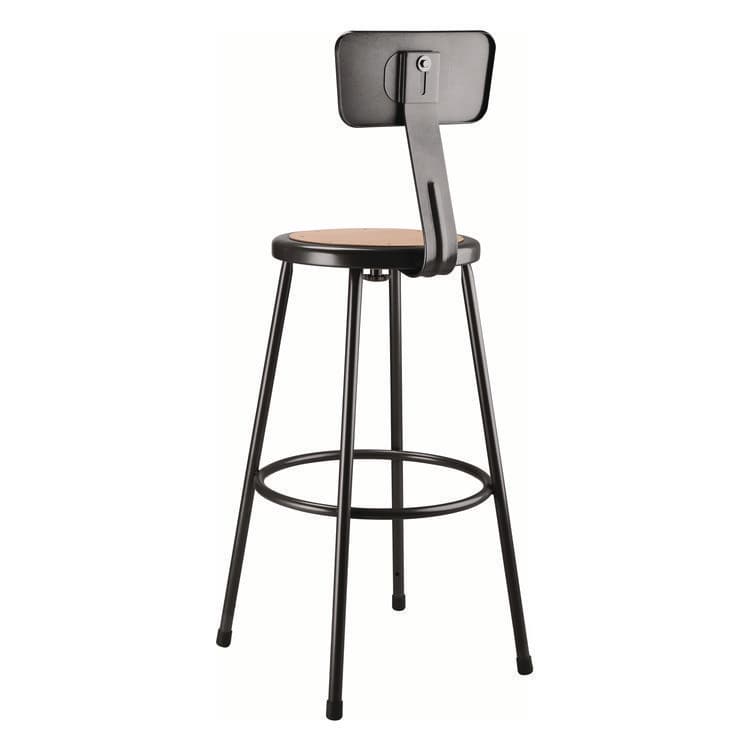 NATIONAL PUBLIC SEATING 6200 Series Heavy Duty Steel Stool With Backrest, Supports Up to 500 lb, 30" Seat Height, Brown Seat, Black Back/Base (NPS6230B10) thumbnail 4