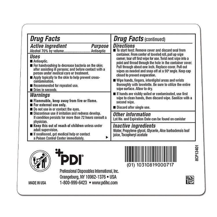 NICE-PAK PRODUCTS, PDI Sani-Hands Instant Hand Sanitizing Wipes, 7.5 x 6, Unscented, White, 220/Canister, 6 Canisters/Carton (PDINPKP15984) thumbnail 4