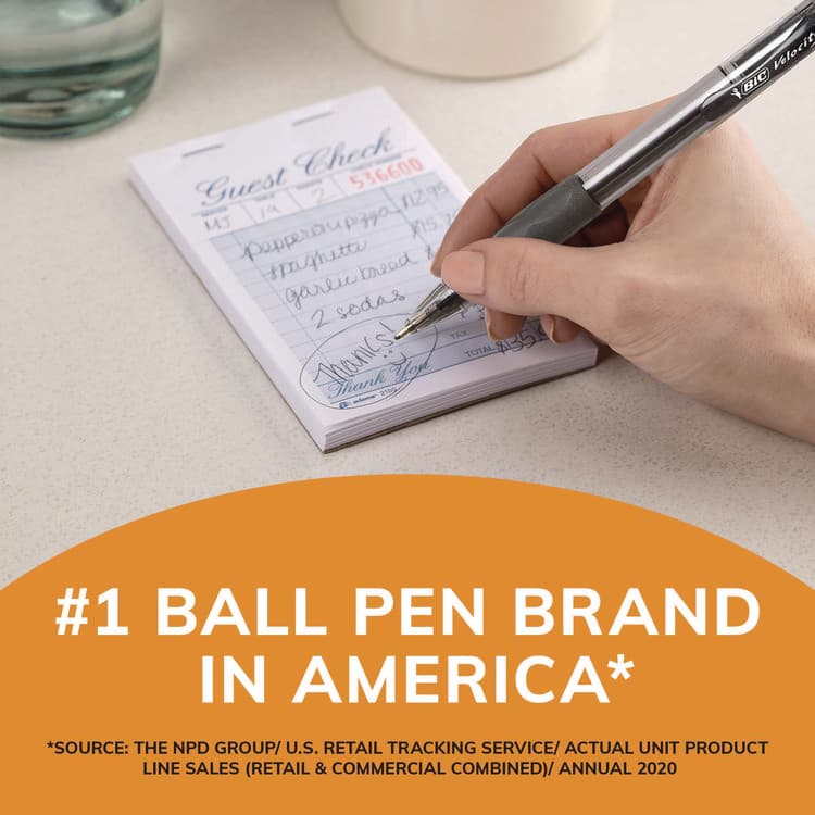 BIC CORP. GLIDE Bold Ballpoint Pen, Retractable, Bold 1.6 mm, Black Ink, Smoke Barrel, Dozen (BICVLGB11BK) thumbnail 4